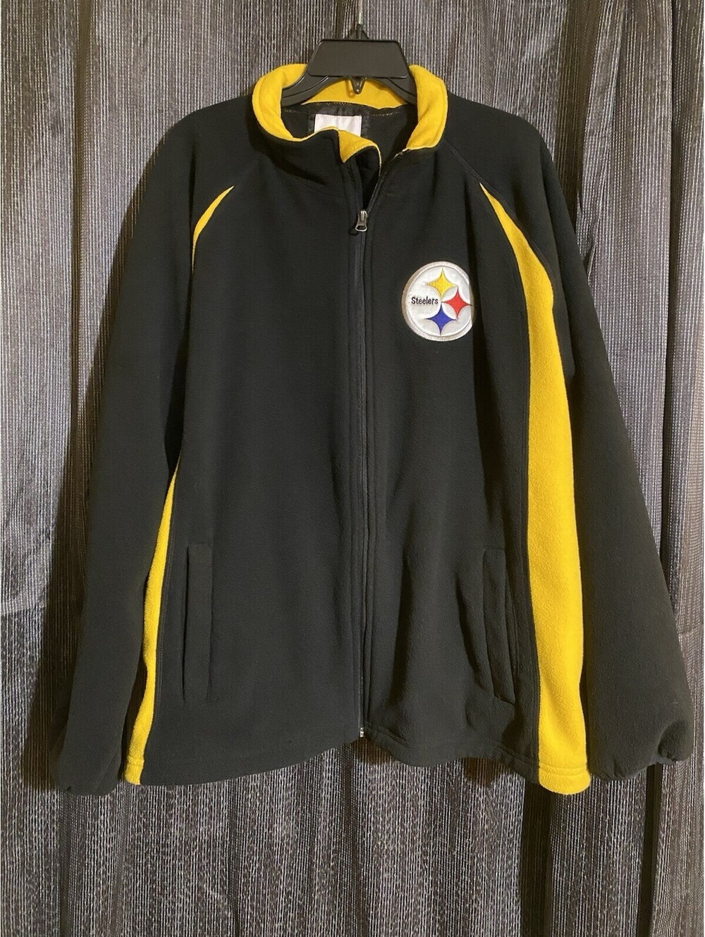 NFL Size Large Black NFL Pittsburgh Steelers Mesh-Lined Full-Zip Fleece Jacket